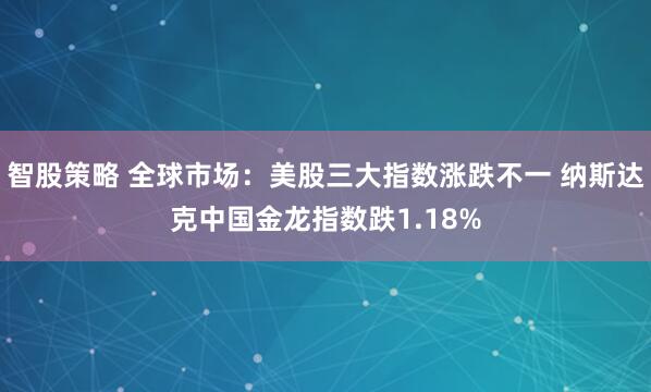 智股策略 全球市场：美股三大指数涨跌不一 纳斯达克中国金龙指数跌1.18%